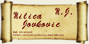 Milica Jovković vizit kartica